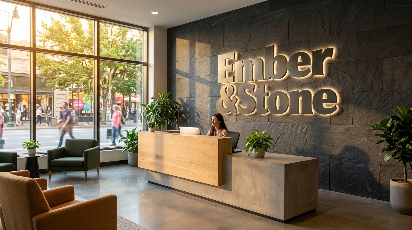 Ember & Stone — Signage